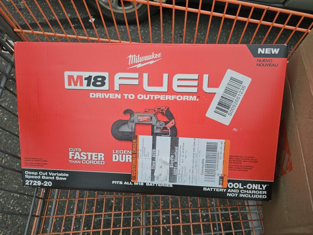 Milwaukee Tool 2729-20 M18 18 Volt Fuel Deep Cut Band Saw, New with warranty