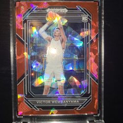 Victor Wembanyama Red Cracked Ice Rookie Card
