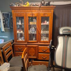 China Cabinet With With Real China Dishes