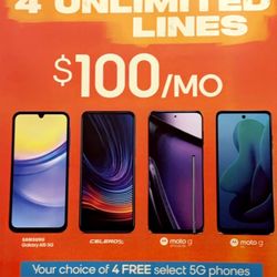 Boost Mobile 4 Lines For $100 Plus 4 Free Phones When You Switch 