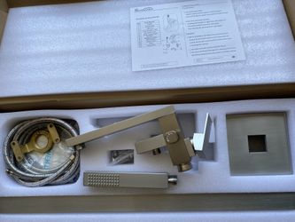 Single-Handle Floor Mount Roman Tub Faucet with Hand Shower in Brushed Nickel