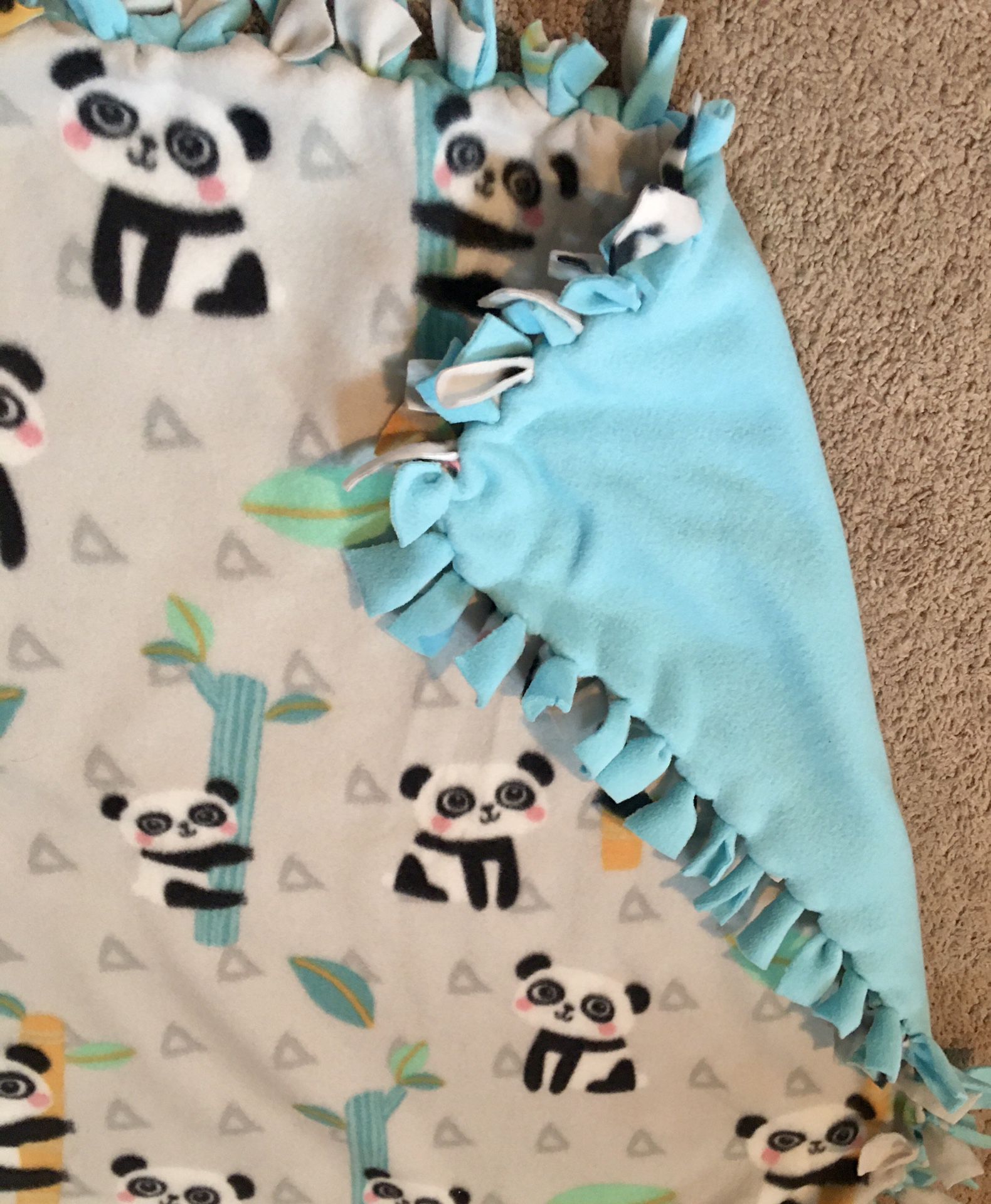 New Panda Tie Blanket Throw Baby Christmas Holiday 