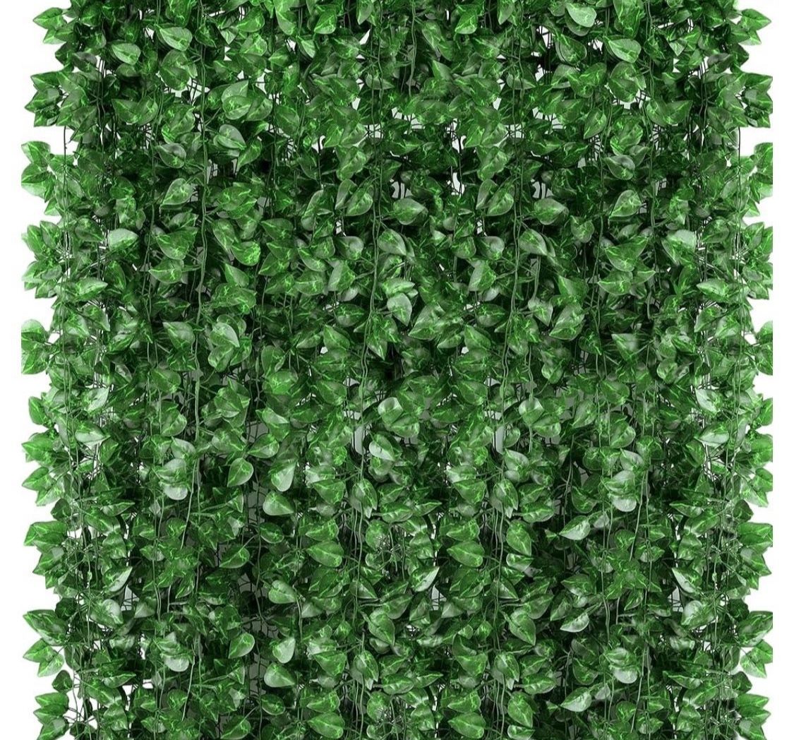Fake Greenery Hanging Garland, Ivy Leaf Plants, Vine Leaves, Fake Flowers Foliage for Bedroom Garden Wall Decor