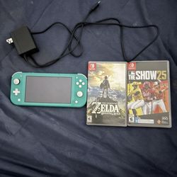 Used twice- Nintendo switch light + Zelda breathe of the wild + MLB the show 25