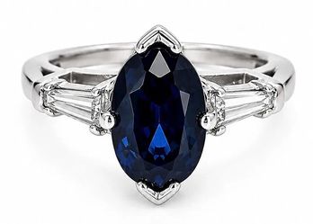 GIA Certified 2.64 Ct Blue Sapphire and Diamond Platinum Ring