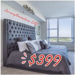 New grey tufted linen sofa sectional