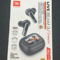 JBL Live Beam 3 - True Wireless Noise- Cancelling Stick-Closed Earbuds, 48Hrs Total Playback, Wireless Charging, 6 Mics for Perfect Calls, Multi-Point