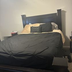 Queen Bed Frame w/ Storage - Color Black