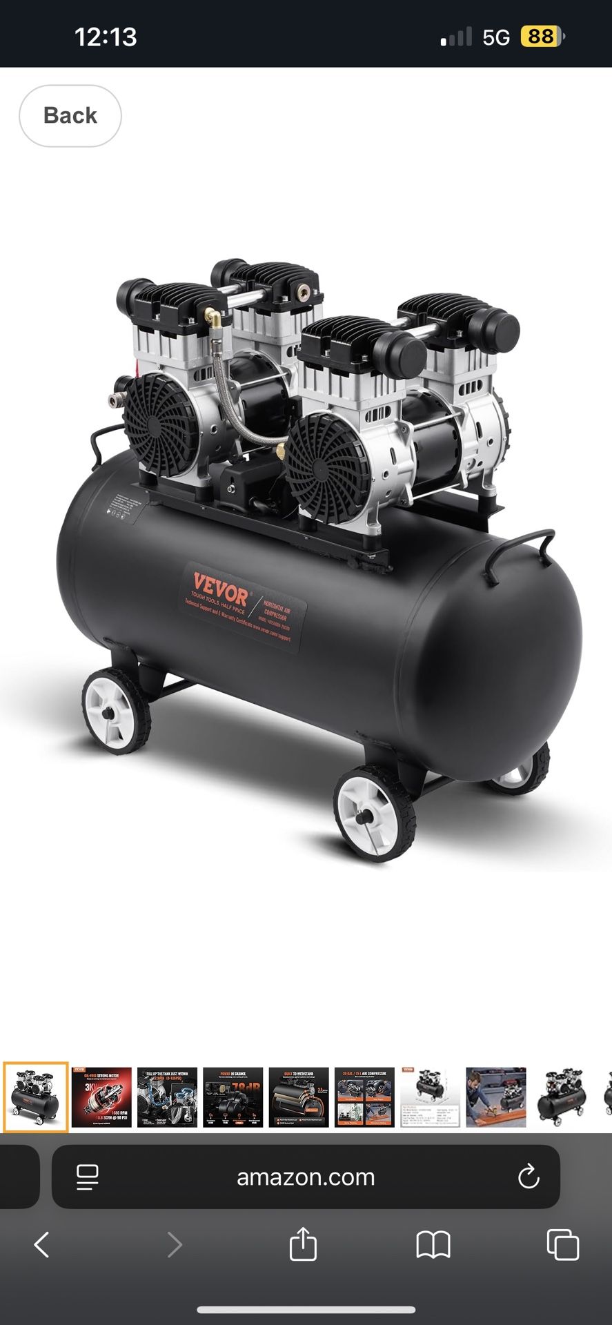 VEVOR Air Compressor, 20 Gallon Steel Tank