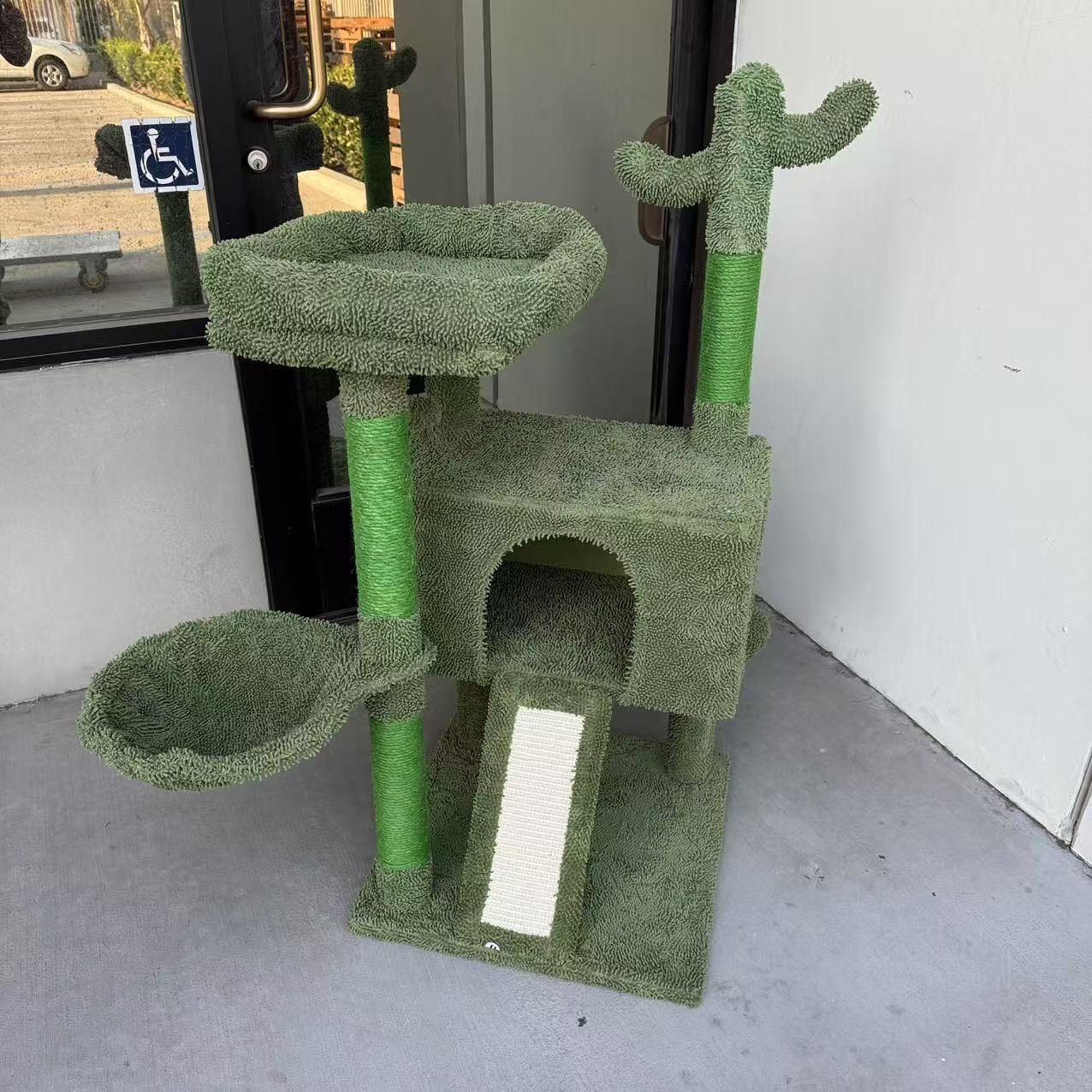 New In Box 43 Inch Tall Cat Tree Pet House Scratcher Scratching Play Post For Large Adult Cats Green Color