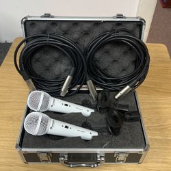 Microphones Set.Cables(20 feet) and Holders included.Great for church,singers and Karaokes
