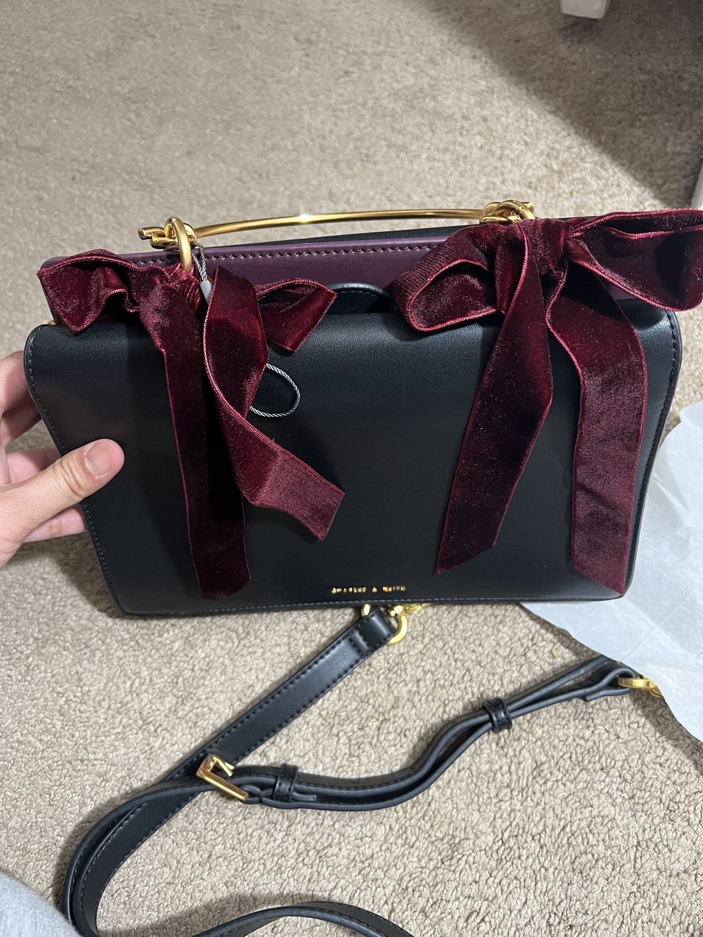 Charles Keith Velvet Bow Detail Top Handle Bag for Sale in San Diego CA OfferUp