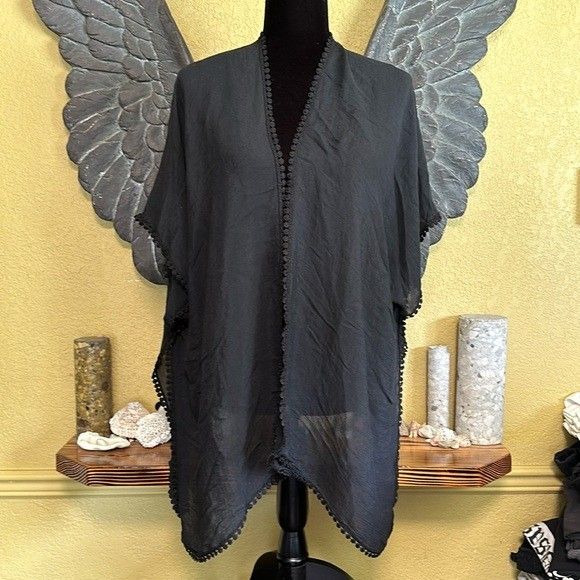 Ardene Poncho Style Open Front Cardigan with Embroidery
