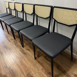 Modern / Metal Leg / Faux Lather  Seat/ratten Back 