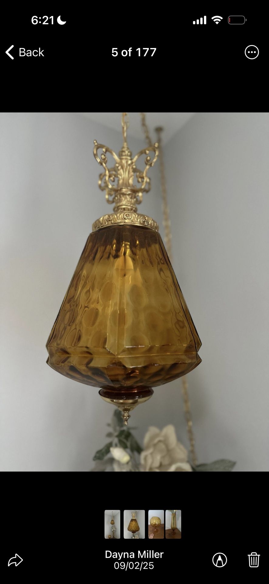 Vintage Hanging Lamp, Matching Vases