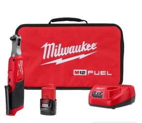 Milwaukee m12 3/8 high speed ratchet/2.0 battery/30min charger/bag