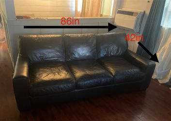 Black Italian Leather Sofa Couch By CityCraft (DELIVERY AVAILABLE)