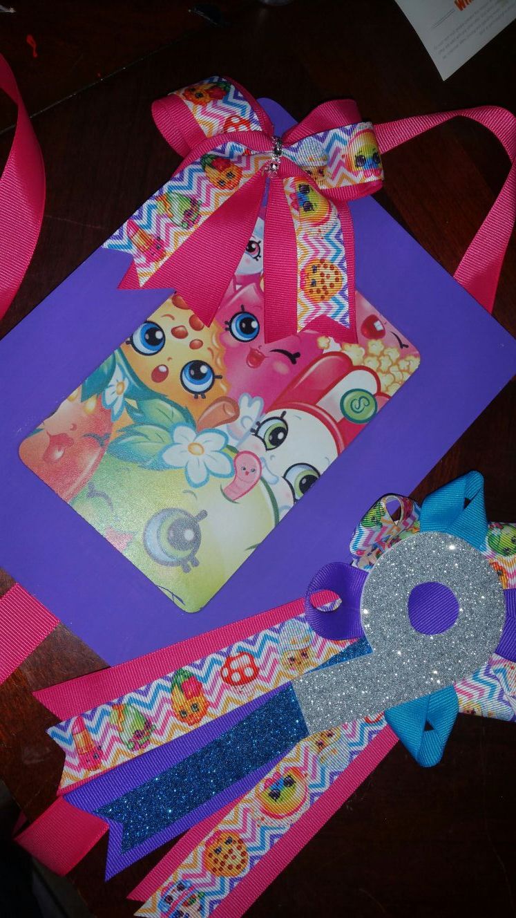 Shopkin birthday mum & bow holder