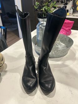 Girls Almost New Black High Boots
