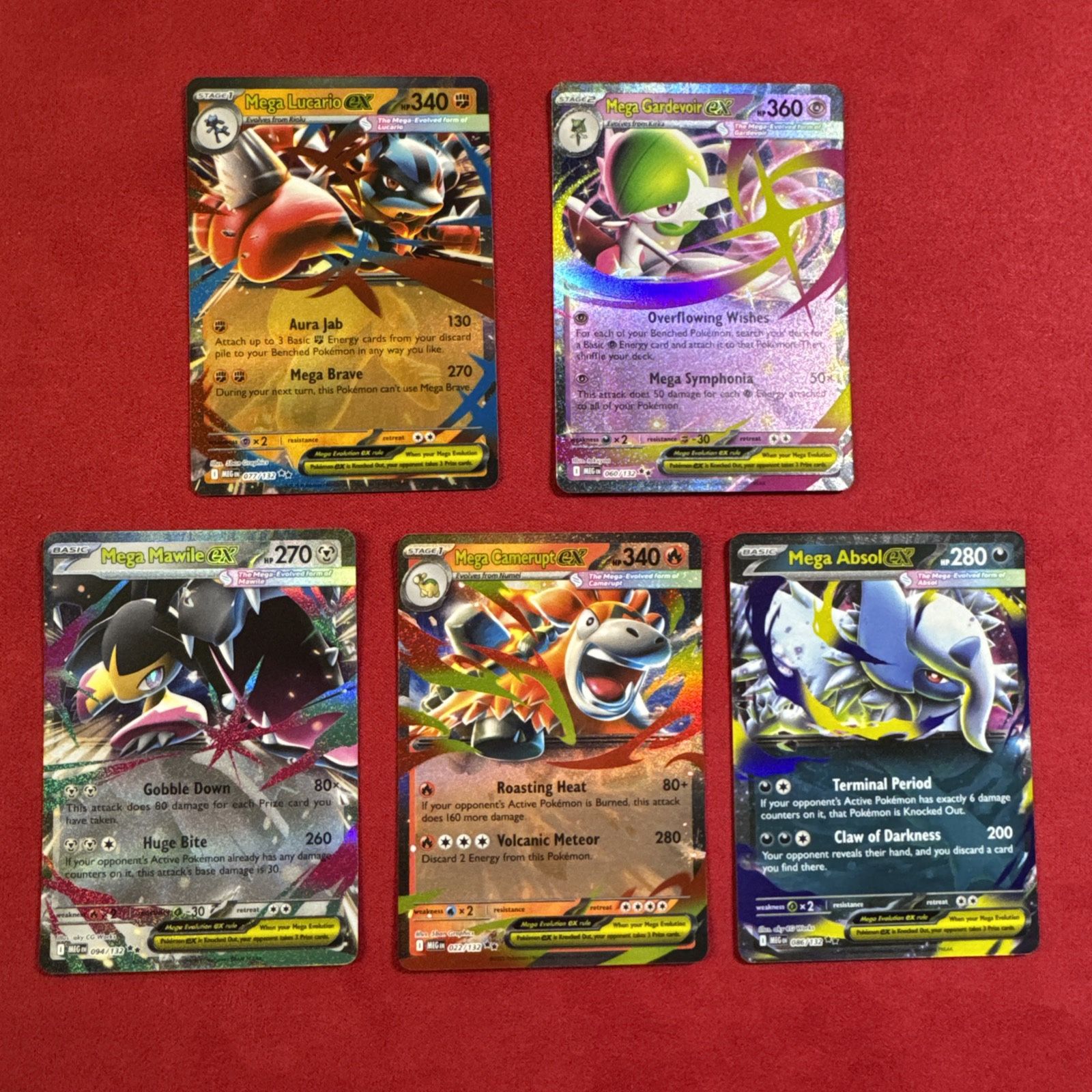 Mega ex (Double Rare) Set of 5 cards - Mega Evolution Pokemon - NM/M
