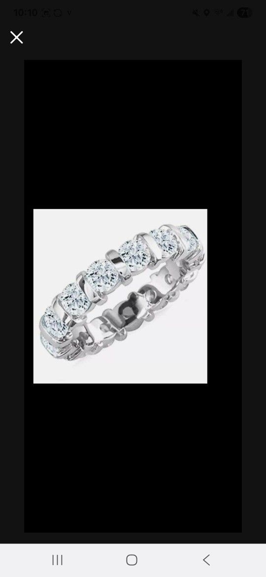 New 3.77 Ct Vvs1 Ice White Round Moissanite Diamond Wedding Ring 925 Silver Size 7.5 & 8