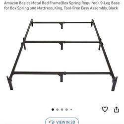 Amazon Basics Metal Bed Frame(Box Spring), 9-Leg Base for Box Spring and Mattress, King, Tool-Free Easy Assembly, Black Amazon Basics Metal B