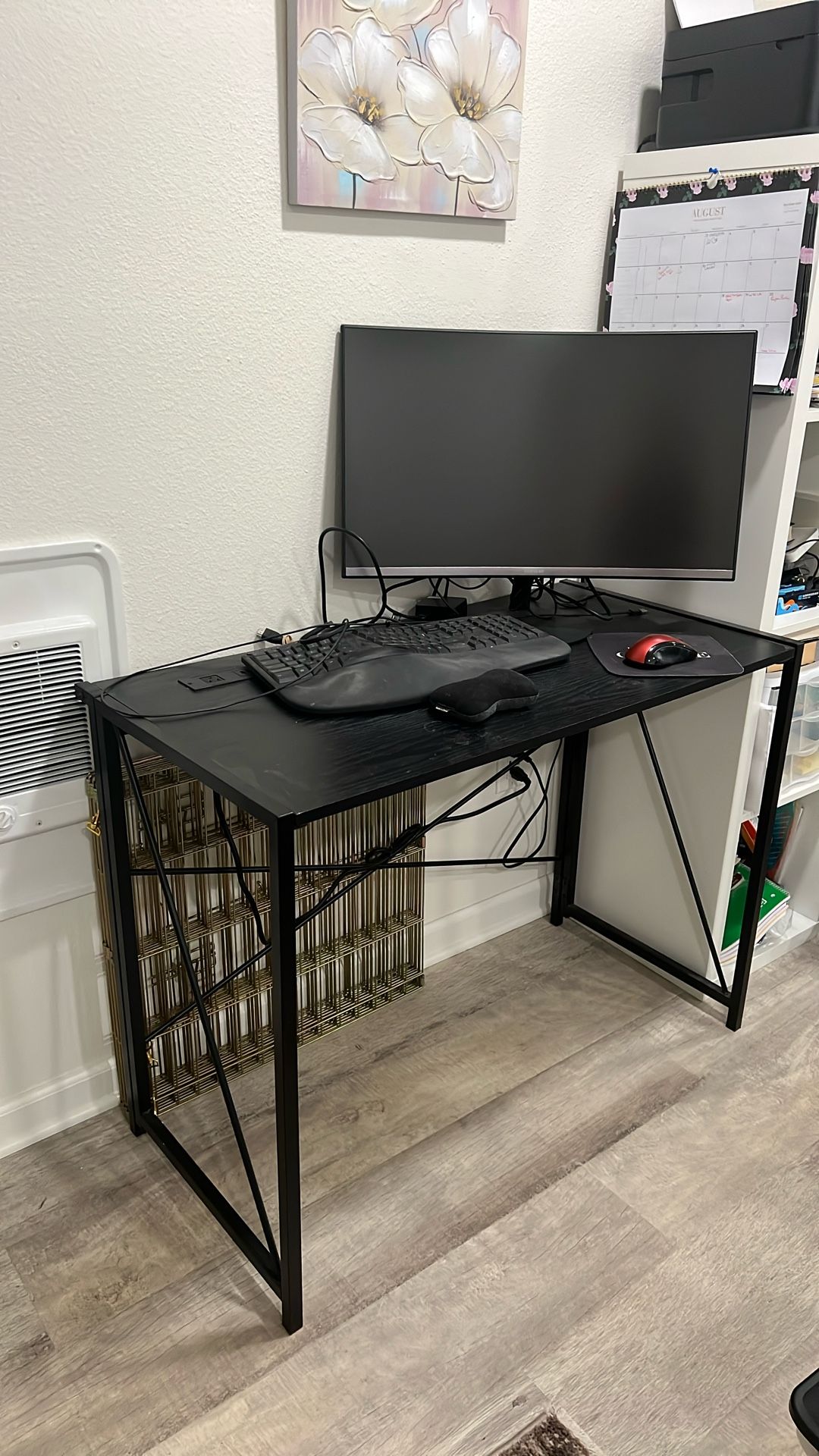 20x39" Desk,  27" Curved Monitor, Mouse And Ergonomic Keyboard