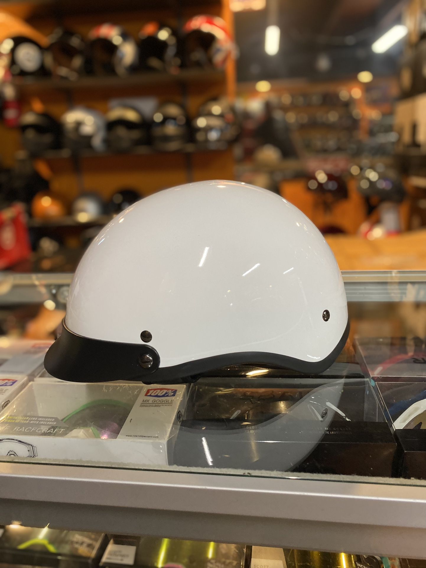 New White Dot Motorcycle Half Helmet $45