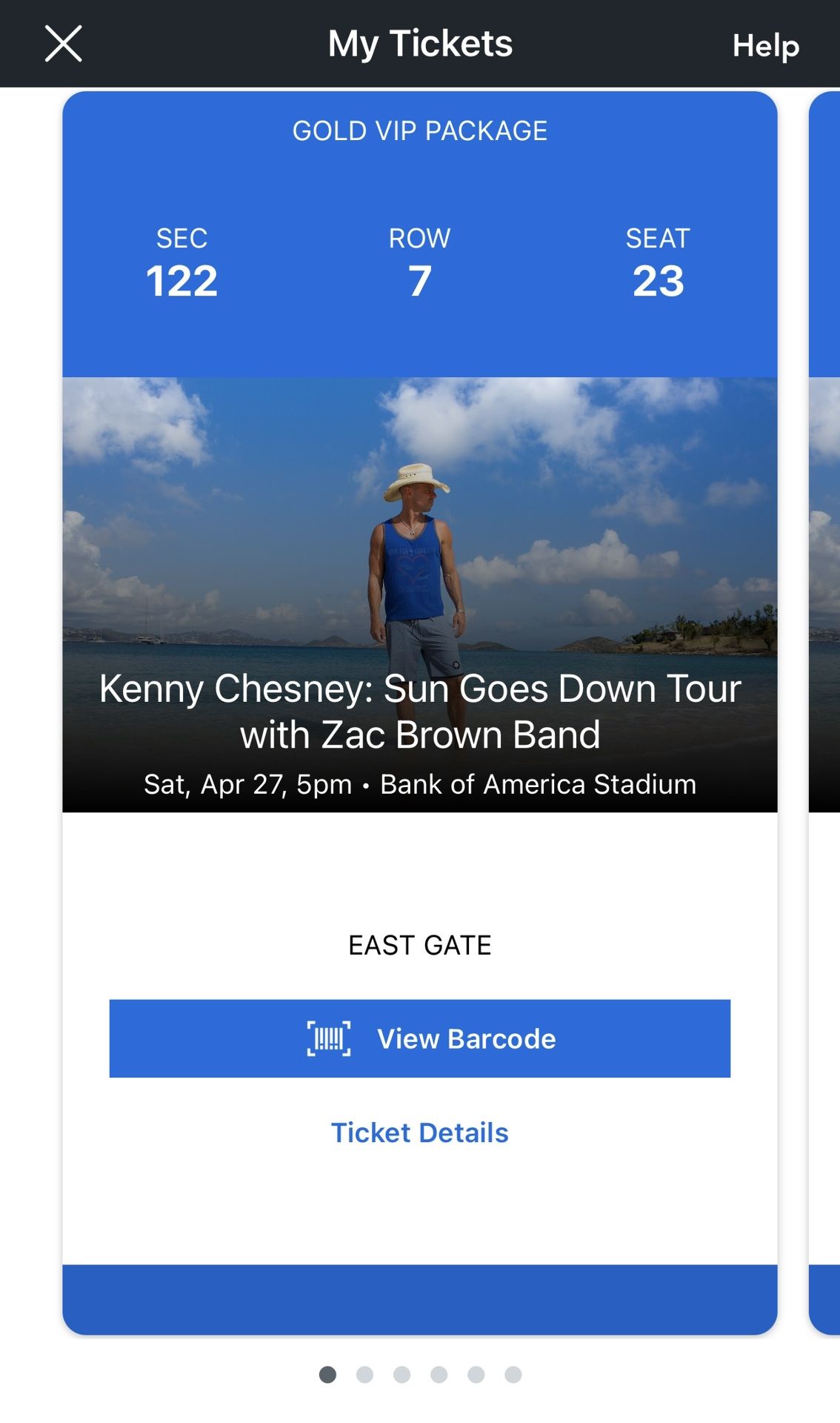 Kenny Chesney Gold package Tickets