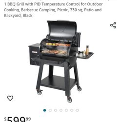 VEVOR Smoker Grill, Portable Wood Pellet Grill with Cart, 8 IN 1 BBQ Grill with PID Temperature Control for Outdoor Cooking, Barbecue Camping, Picnic,