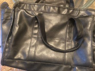 Black Leather Laptop Bag/Briefcase with 3 Spacious Storage Areas