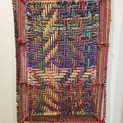 Handwoven Colorful Textile Wall Art – Framed in Rope
