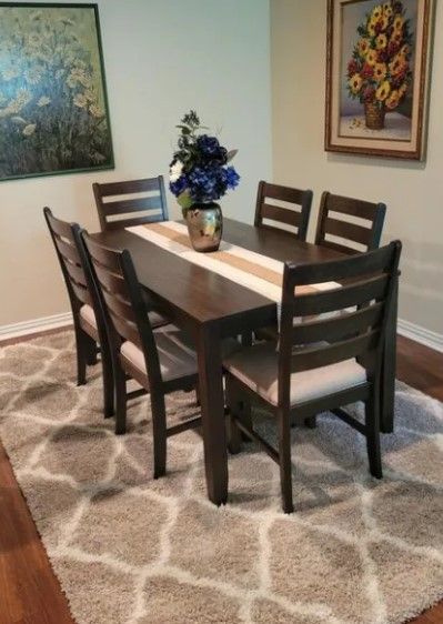 Dining/Kitchen Table With 6 Chairs Set ⭐ No Needed Credit Check 💛 $39 Down Payment with Financing