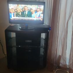 TV Stand Rotating With Glass Shelves New