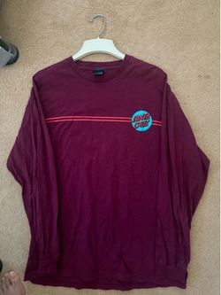 Santa Cruz Skateboards Burgundy Stripe Logo Long Sleeve Shirt Men’s XL