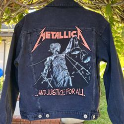 Men's Metalicca "And Justice For All" Black Jean Jacket-Small