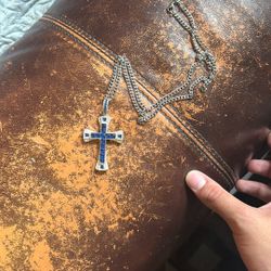 Stainless Steel Blue Cross Pendant