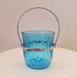 Vintage Anchor Hocking Blue  Mini Ice Jar 5.5"