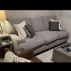 Dove Grey Fabric 97” Oversized Sofa 