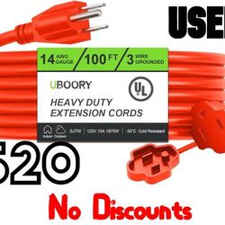 [USED] 100 FT Outdoor Extension Cord - 14 AWG , Waterproof