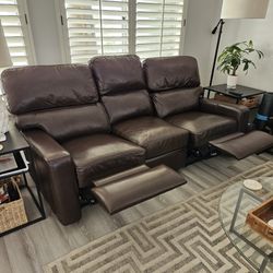 All Leather Double Reclining Sofa Couch