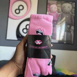 Chrome Hearts Chomper Socks - Pink, Black & White 🫦