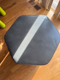 Free a white bar chair  and 3 Gray Hexagonal Leather Ottoman Poufh