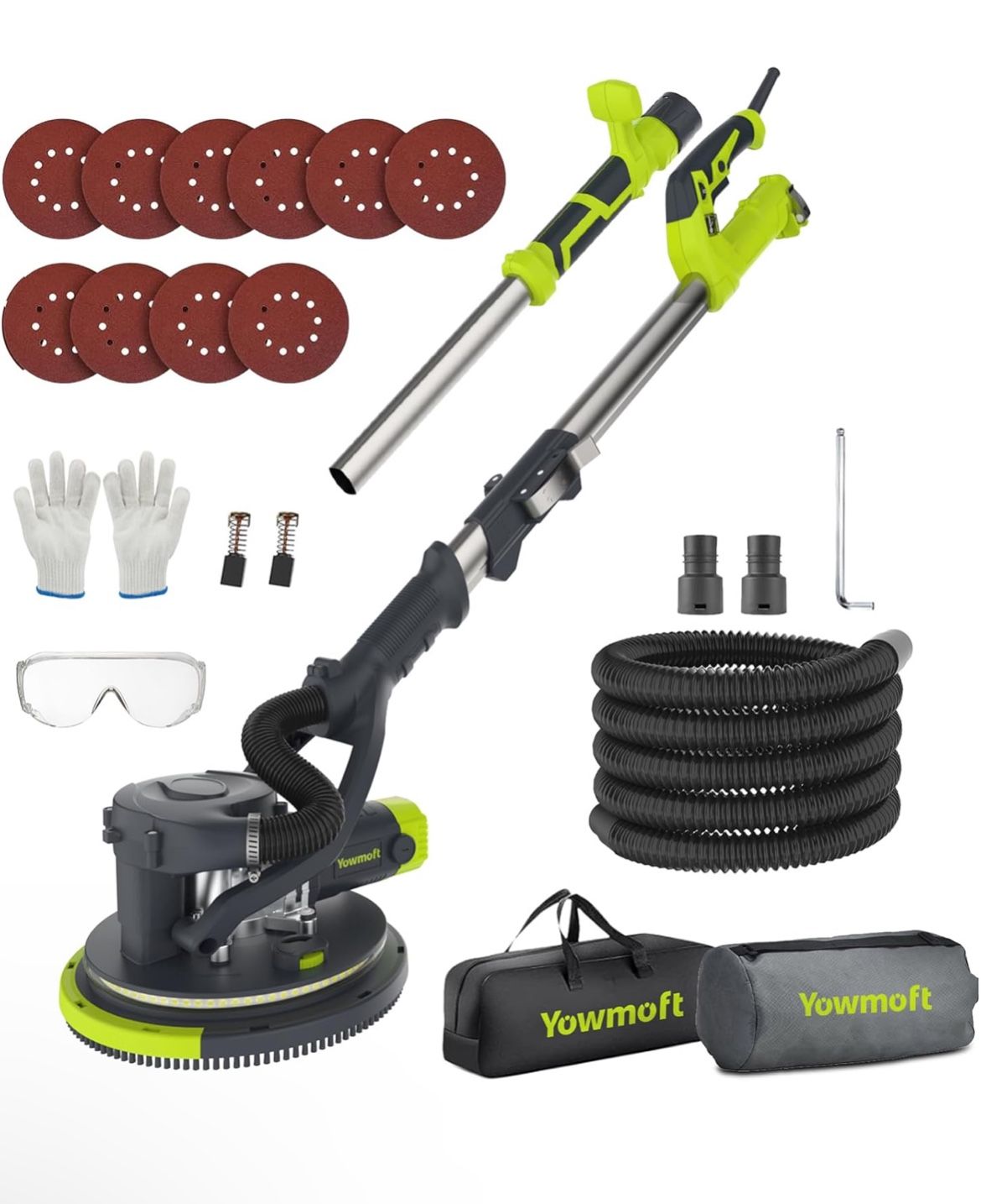 Drywall Sander with Vacuum Dust Collector, 880W Popcorn Ceiling Removal Tool with 5 Variable Speeds and LED Light, 1000W Electric Sander