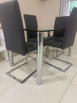 Glass Dining Table with 4 Chairs