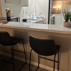 2 Black Leather High Chairs