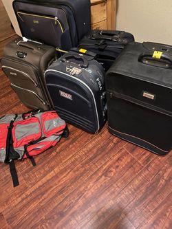 5 suitcases & 1 backpack all must go