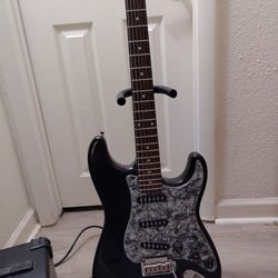 Squier Stratocaster Guitar and Ibanez Amp