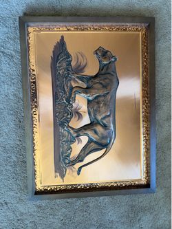 Vintage 3D copper relief art pict