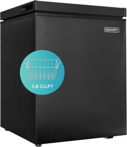 EUHOMY 1.8 Cu.Ft Chest Freezer, Small Deep Freezer Top Door, Black